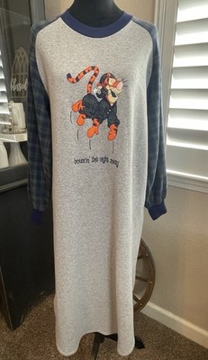 VTG Richard Leeds Disney Pajama Shirt  Nightgown Lounge Long Tiger Sz M Read