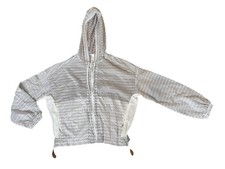 Lululemon Jacket Womens 6 White Gray Hooded Mesh Lightweight Windbreaker Running