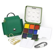 Funto Pocket Watercolor Set, Travel Artist Outdoor Sketch Kits with 2 Foldabl