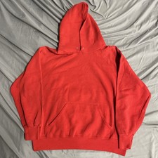 VTG 80s Bassett Walker Backprint Field Hockey Red Hoodie Sweatshirt USA XL Rare