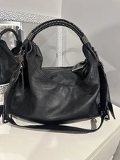 Kenneth Cole New York No Slouch Studded Hobo Black Soft PebbledLeather Bag