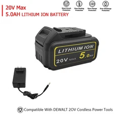 20 Volt LithiumIon Battery And Charger,Compatible with 20V Tools - On Sale !