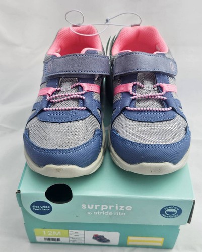 Munchkin Stride Rite Becker Pink Blue Silver Sneaker Toddler Girls Size 11 & 12 - Picture 5 of 5
