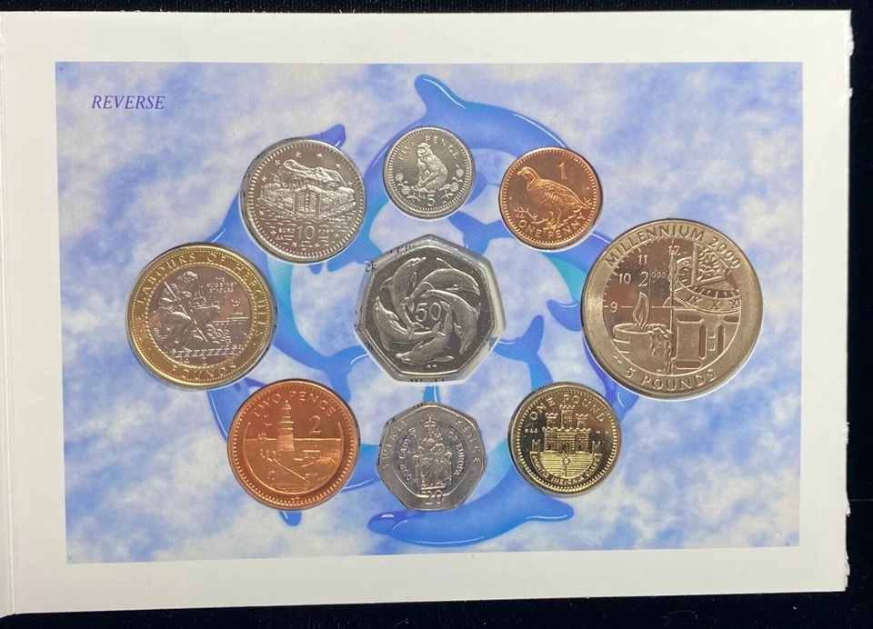 1999 GILBRALTAR POBJOY MINT BRILLIANT UNCIRCULATED 9 COIN MINT SET RARE LOW RUN - Image 3 of 4
