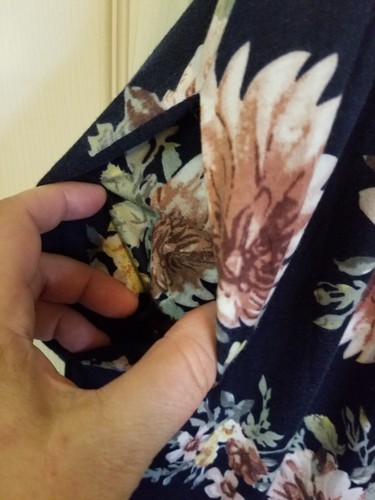 Nemidor Maxikleid Gr. 22 blau hellbraun Blumenmuster ShSlv Pcks EmpWst ALine 48"B/52"L gebraucht, in einwandfreiem Zustand - Bild 7 von 12