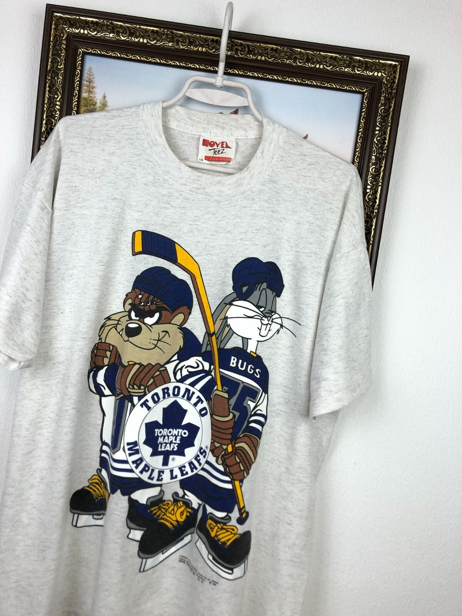 90s HOCKEY L/S Tシャツ 目玉 ロンT M ヴィンテージ Vintage 90's NHL Toronto Maple Leafs Looney Tunes Shirt Mens
