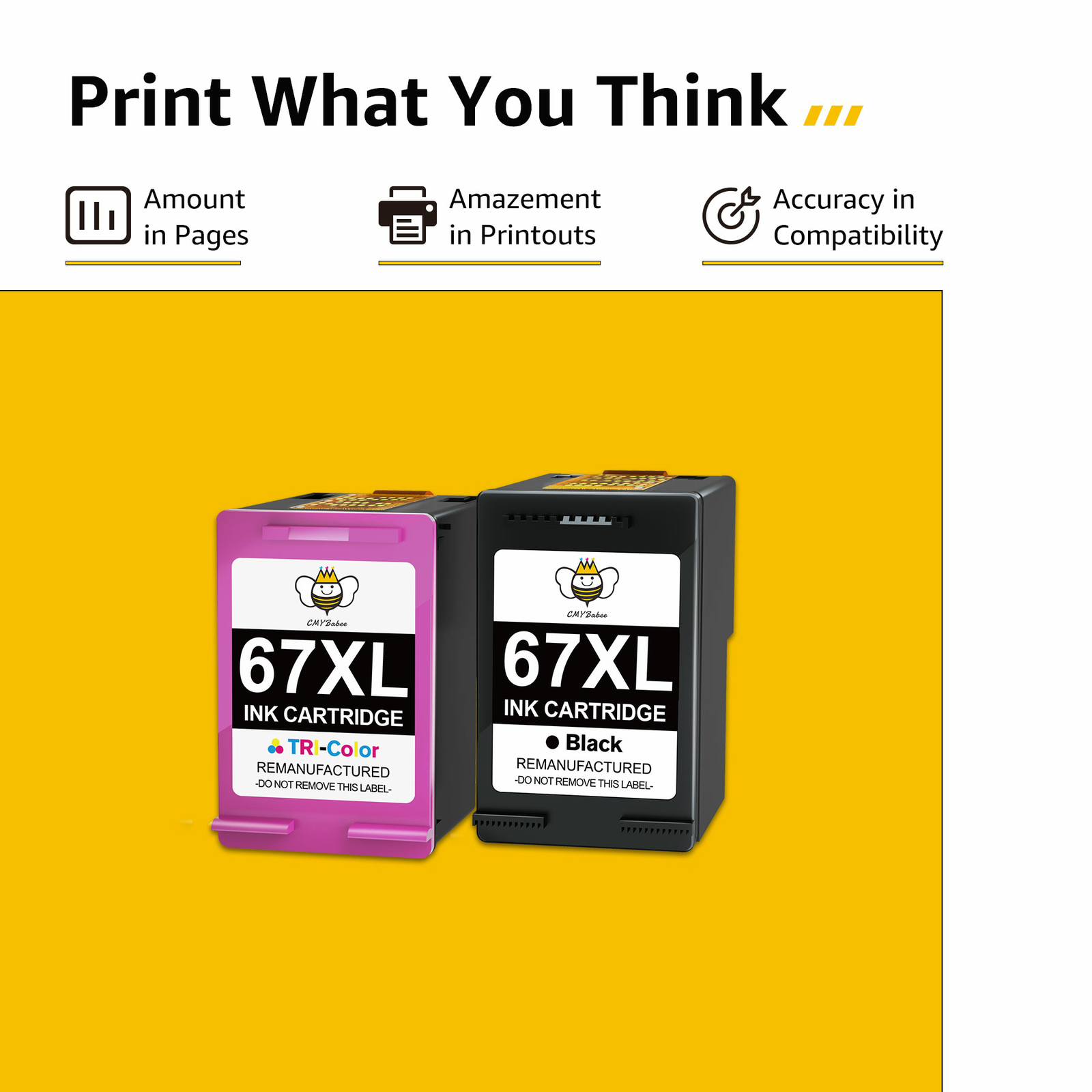 Replacement 67 XL 67XL Ink for HP DeskJet Plus 4152 4155 4140 2752 2755