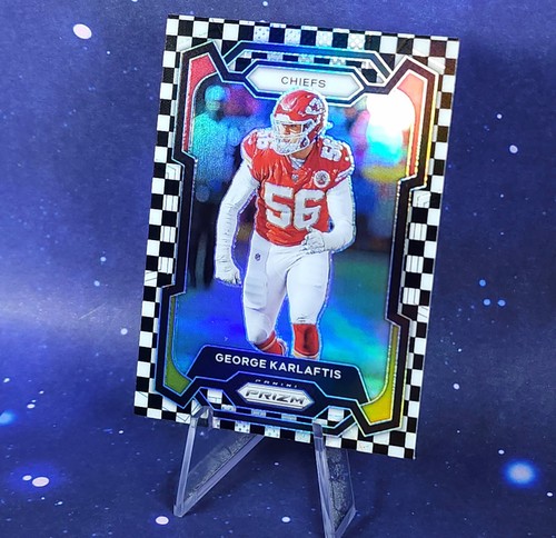 2023 Panini Prizm George Karlaftis Black and White Checkerboard SSP Chiefs - Picture 4 of 13