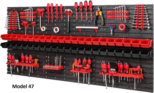 WALL MOUNTED TOOL PEG BOARD SET GARAGE STORAGE BINS WORKSHOP RACK SHED ORGANISER - Picture 28 of 53