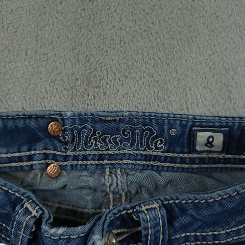 Miss Me Jeans Girls 8 Blue Denim Jeggings Crosses Rhinestones Stretch - Picture 3 of 9