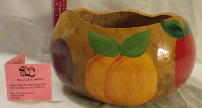 Gourd Garden Hand Painted Planter Peach Apple Plum Pear Orange Strawberry NEW