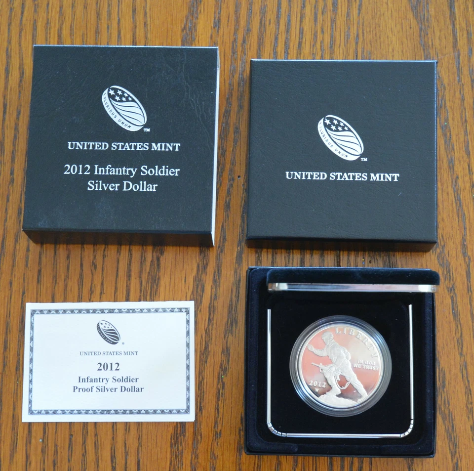FOUR Proof & BU Silver Half &  Dollar Commemorative Coins Army, Veterans ++ - Image 4 of 4