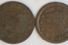 1832 AG & 1848 VF Liberty Coronet or Matron Head Large Cent Coins (NUM4167)