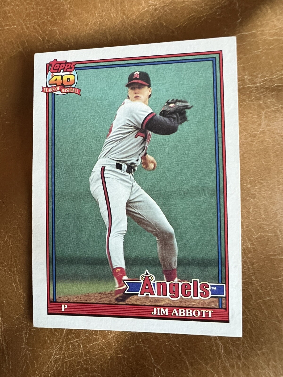 1991 Topps - #285 Jim Abbott 40 Years Of Baseball Pitcher California Angels ⚾️