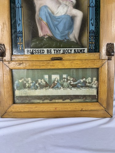Antique Shadowbox Sick Call Box - Home Prayer Box -Vintage Religious Collectible - Picture 4 of 19