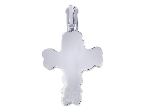 7/10 CT Solitaire 12 1/5 CT Real Diamonds Cross Pendant 2.8" 10K White Gold - Picture 3 of 4