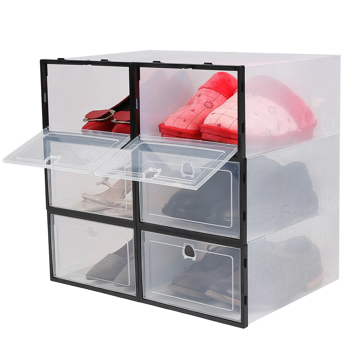 Clear Plastic Storage Boxes Transparent Shoe Organizer Boxes for