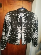 Classique Entier Women's Black/White Print Wool Blend Open Front Jacket Size S