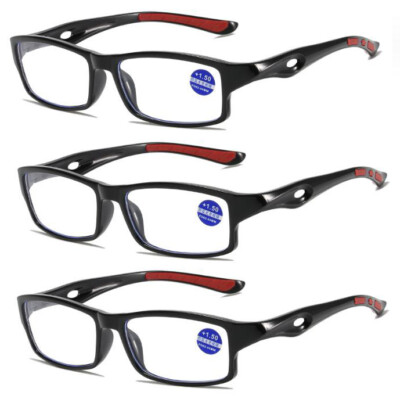 Square Reading Glasses Mens Womens Sports Readers Eyeglasses 3 Pack Glasses New 