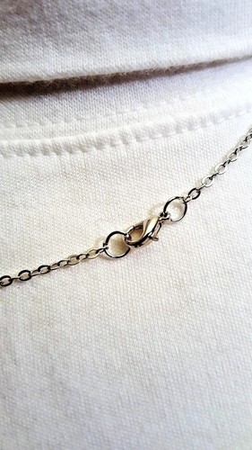 Heart & Flower Necklace Silver-Plated 18" Rolo Chain Green Blue or Crystal - Picture 14 of 18