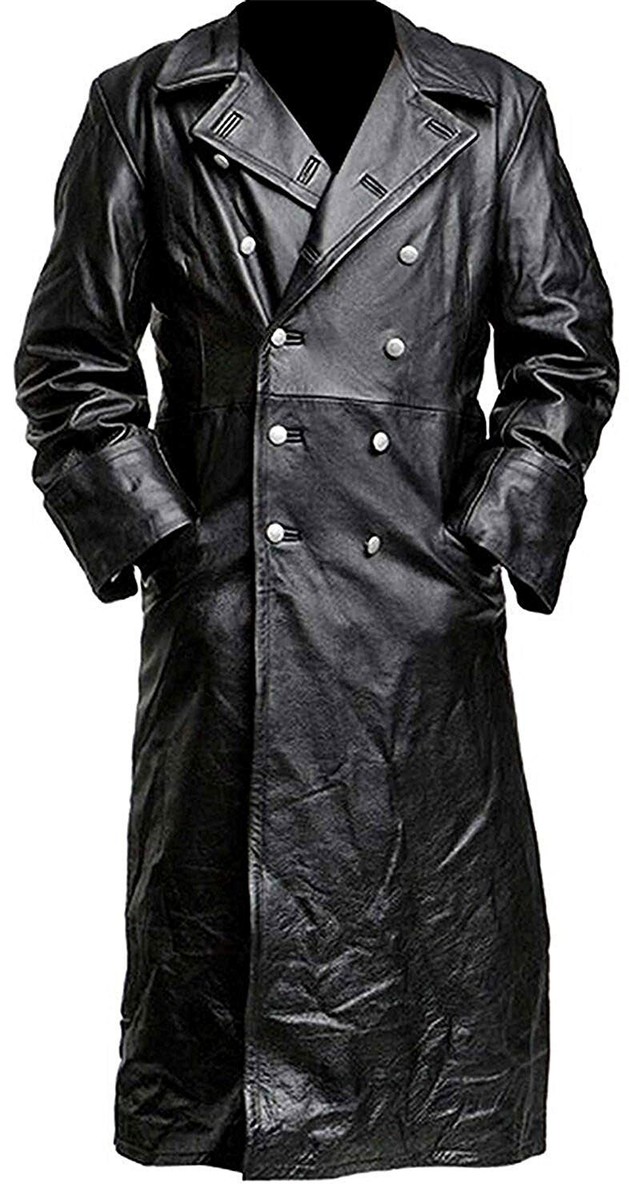 MENS GERMAN CLASSIC WW2 OFFICER MILITARY UNIFORM BLACK LEATHER
