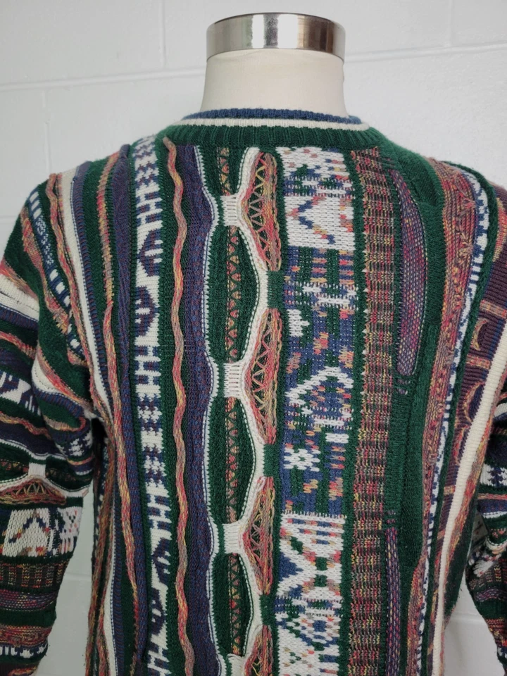 Suéter Acrílico Grande Estilo Coogi Abstracto Texturizado 3D De Colección Le Tigre Para Hombres Foto 2 de 4