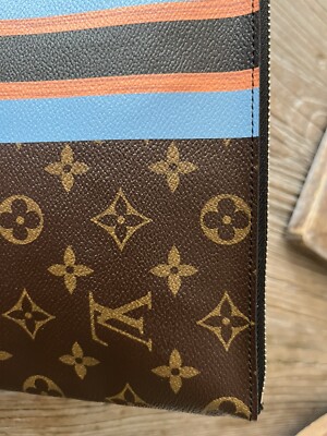Louis Vuitton Monogram Stripe Pochette Plate MM Zip Pouch | eBay