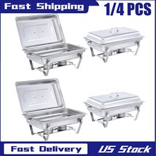 4PCS Chafing Dish Buffet Set 8Qt Chafing Pans Stainless Steel Chafer Food Warmer