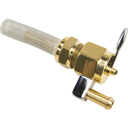 HardDrive Brass Petcock - 22mm Round Body, Left Side Position, 3-Way (On/Off/Reserve) For Motorcycle Fuel Tanks