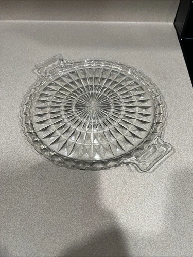 Vintage Clear Glass double Handled WINDSOR Cake Plate by Jeanette