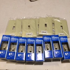 8 Leviton 1453-2IS 3Way Toggle Switch (Ivory) With 8 NPJ1I  Covers