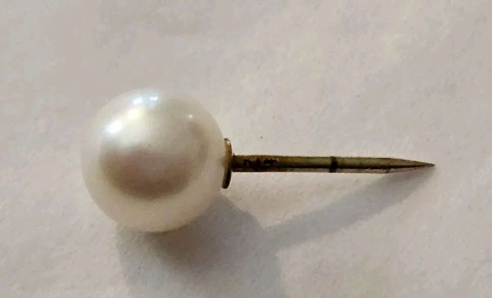 Poste de oro amarillo de 14kt vintage y perla cultivada de 7,50 mm para hombre corbata tac caja y etiqueta Foto 4 de 4