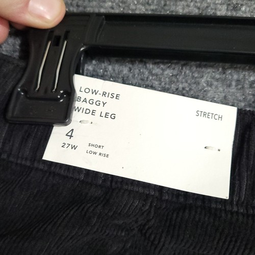American Eagle Low Rise Baggy Wide Leg Corduroy Pants 4 Short Black NEW Y2K - Picture 6 of 10