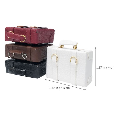 4Pcs Miniature Suitcase Mini Doll House Luggage Case Wooden Vintage Mini Doll - Picture 9 of 12