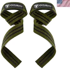 Ironbull Strength Training Lifting Straps - Premium Wrist Support Green Black