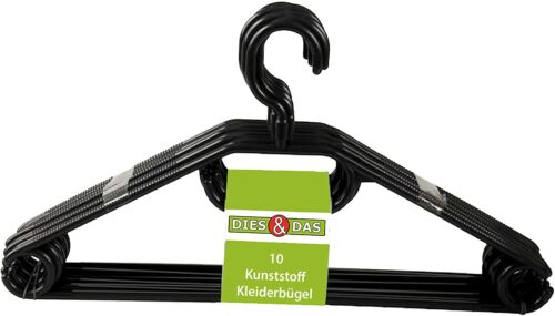 DIES&DAS Kleiderbügel Kunststoff schwarz mit antirutsch Rillen 40er Pack - Bild 1 von 2