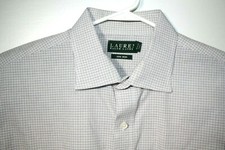 Ralph Lauren Non Iron Dress Shirt Men's 17 1/2 34/35 Blue 100 Cotton RN 41381