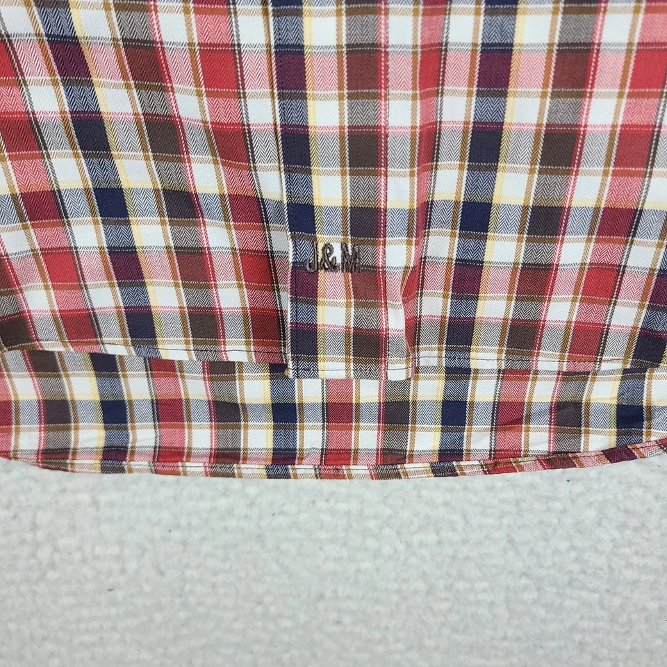 Camisa Johnston Murphy Para Hombre Grande Azul Rojo Marrón Vestido Ajustado Con Botones Foto 3 de 4