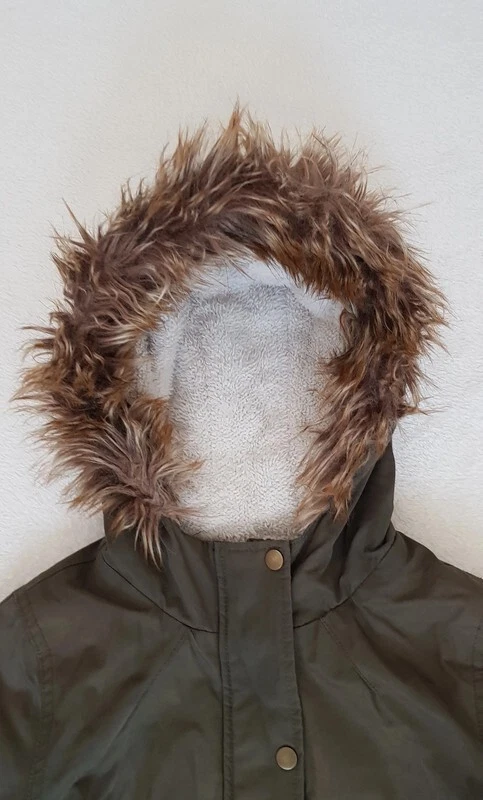 Manteau parka fille vert kaki à capuche, fourré façon sherpa. Gemo 16 ans - Photo 3/4