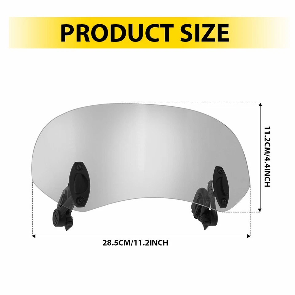 Universal Smoke Motorcycle Extension Windshield Spoiler Deflector For Yamaha BMW - Image 2 of 4