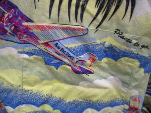 Big Dogs Hawaiian Shirt, S/S, Large, Multicolor w/Big Dogs, Planes, & Palms - Picture 3 of 6