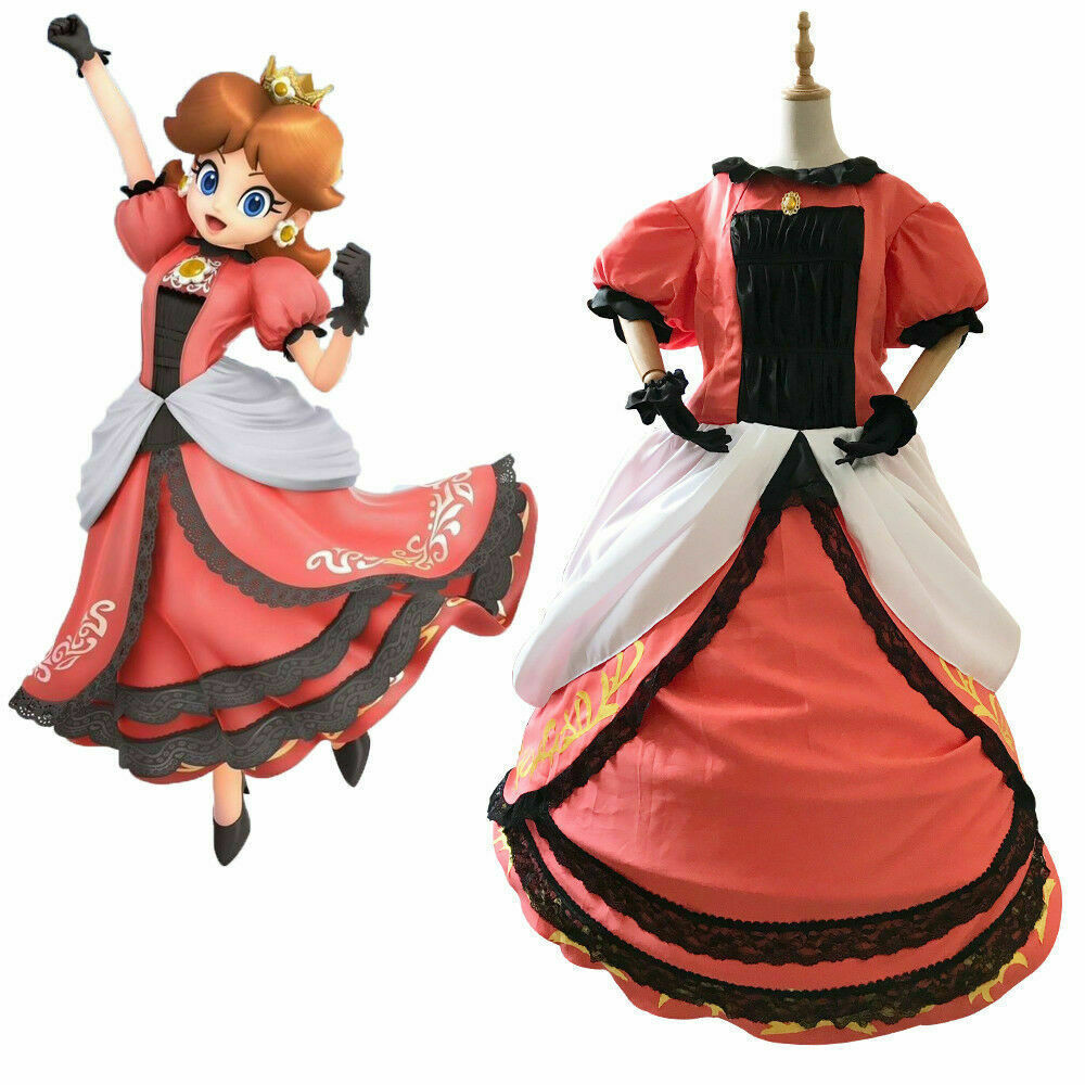 open lace back dress Super Mario Princess Peach costume dress for girls  LoverDovers