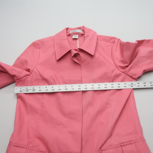 Old Navy Womens Y2K Coat Size Medium Pink Collared Button Up Vtg Trench - Picture 11 of 13
