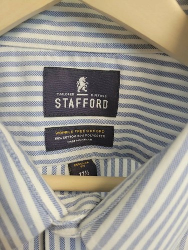 TAILORED CULTURE STAFFORD Herren gestreift blau Langarm Knopfleiste Größe 17,5 - Bild 2 von 6