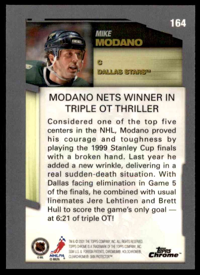 2000-01 TOPPS CHROME MIKE MODANO #164 - Image 2 of 2