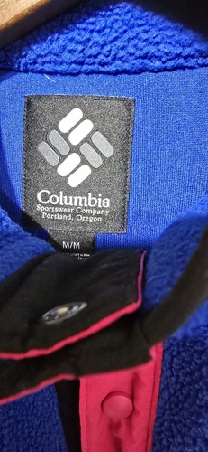 Columbia Fleece Quarter Snap Jacket Women’s Medium Blue Pink Pre Owned - Picture 2 of 7