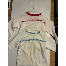 Vintage Sterntex Kids Size 3 White Red Dog Novelty Print Ringer T-Shirts Cotton