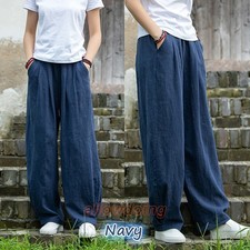 Ladies Linen Cotton Blend Harem Trousers Joggers Pants Bloomers Casual Retro