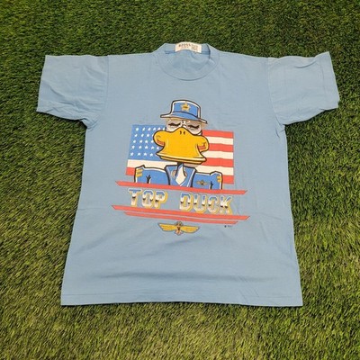 Vintage 80s Top Duck USA Military Shirt Medium 20x26 Cropped