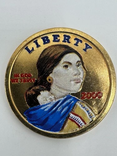 2000-P Colorized Sacagawea Dollar – “Liberty” Edition – Gold-Tone Novelty Coin